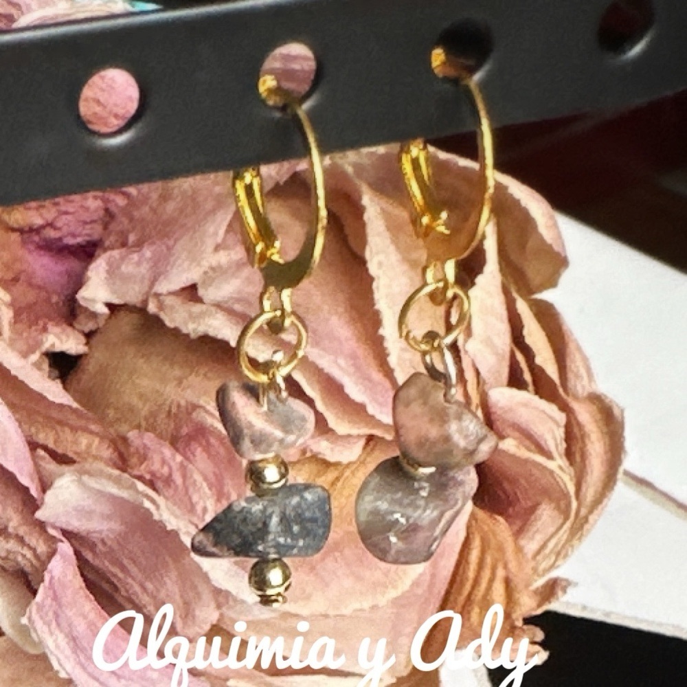 Alquimia Elegant Gold Earrings with rhodonite Accents
